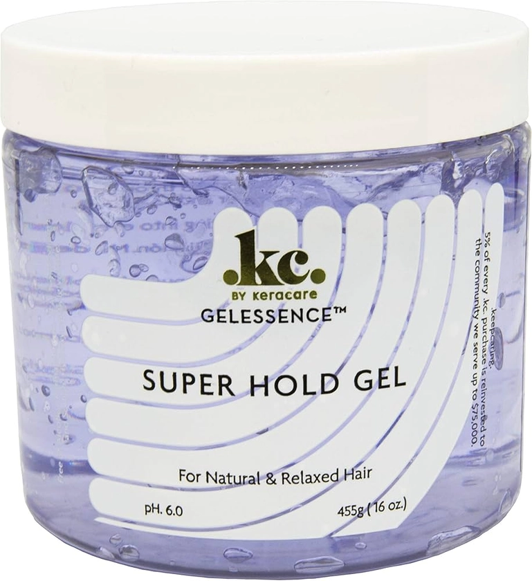 KeraCare GelEssence Super Hold Gel - 16 ounce - Maximum Hold- Adds Shine - Flake Free - Vegan - Crunch Free - Nonstick Formula - For Relaxed and Natural Hair