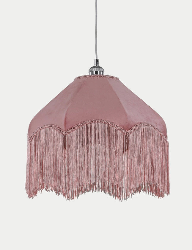 Fringed Velvet Lamp Shade | M&S Collection | M&S