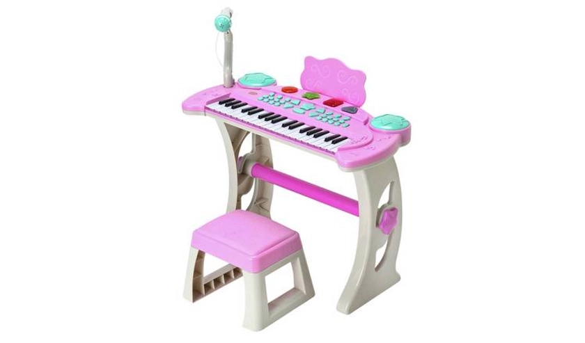 Chad Valley Keyboard Stand and Stool - Pink