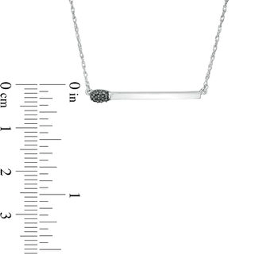 Black Diamond Accent Matchstick Necklace in Sterling Silver