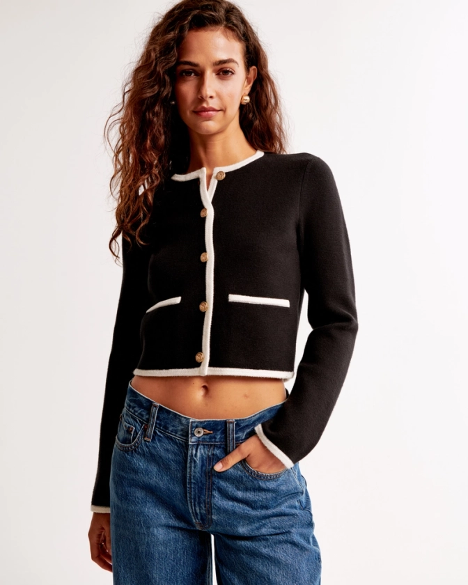 Femme Veste en maille ras du cou LuxeLoft | Femme Hauts | Abercrombie.com