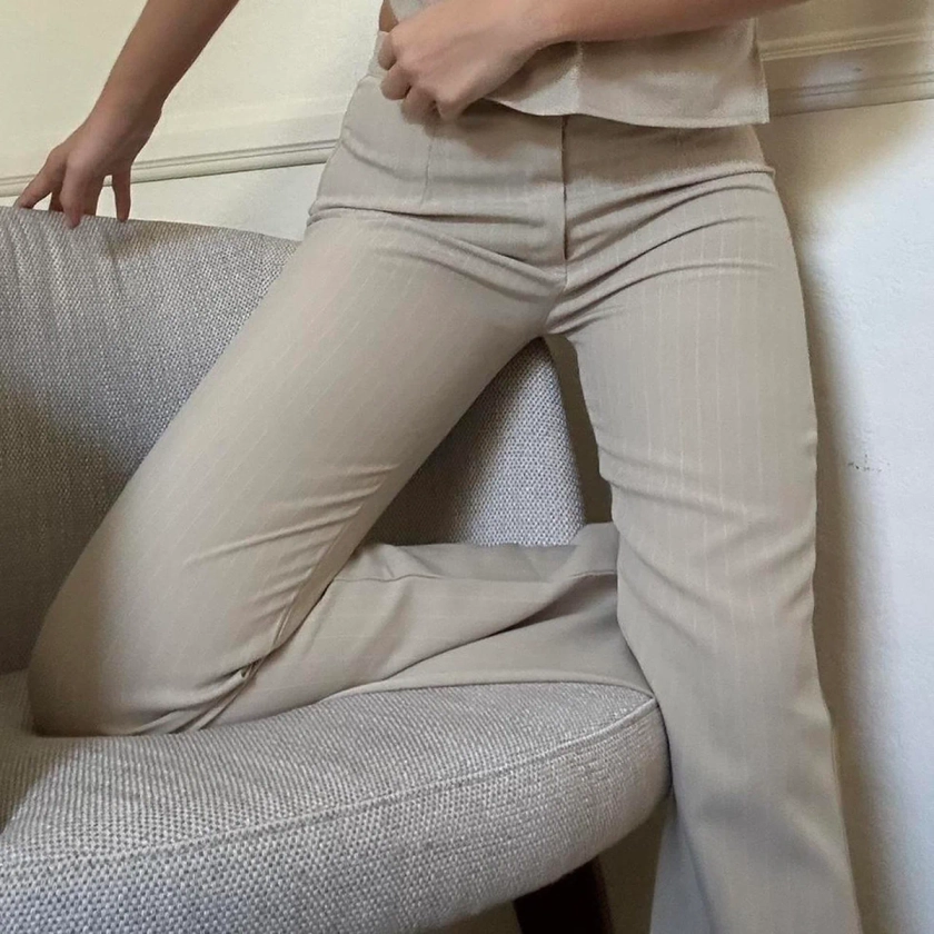 Beige Pinstriped Pants