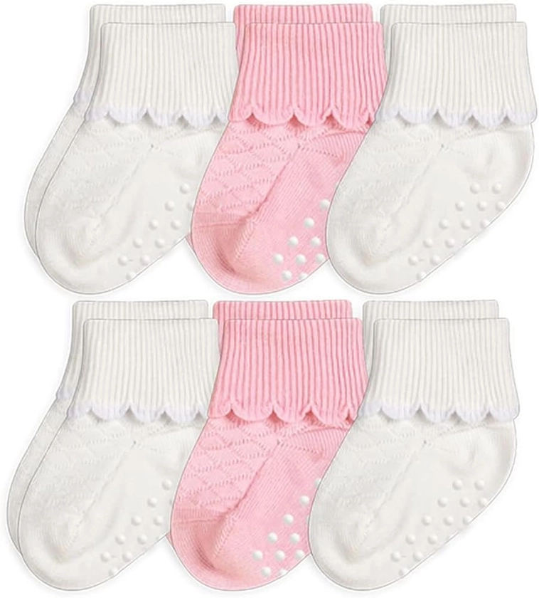 Jefferies Socks Baby Girls' Non-Skid Scalloped Turn Cuff 6 Pack
