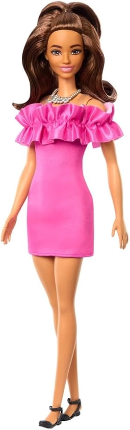 Barbie Fashionistas Doll #217 with Brown Wavy Hair Half-Up Half-Down & Pink Dress, 65th Anniversary Collectible Fashion Doll, HRH15 : Amazon.co.uk: Toys & Games