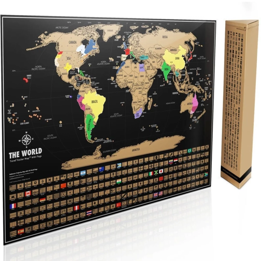 Scratch Off World Map - Scratch Off Map Of The World Poster Print - Gift For Him - Gift For Her - Gifts For Traveler - Travel Gift Idea