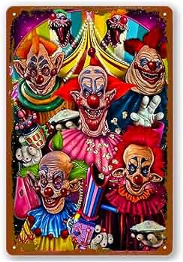 Killer Klowns From Outer Space 1998 Metal Tin Sign Vintage Aluminum Sign Rustic Wall Decor For Home And Holiday Celebrations 8X12 Inch Aluminum Sign