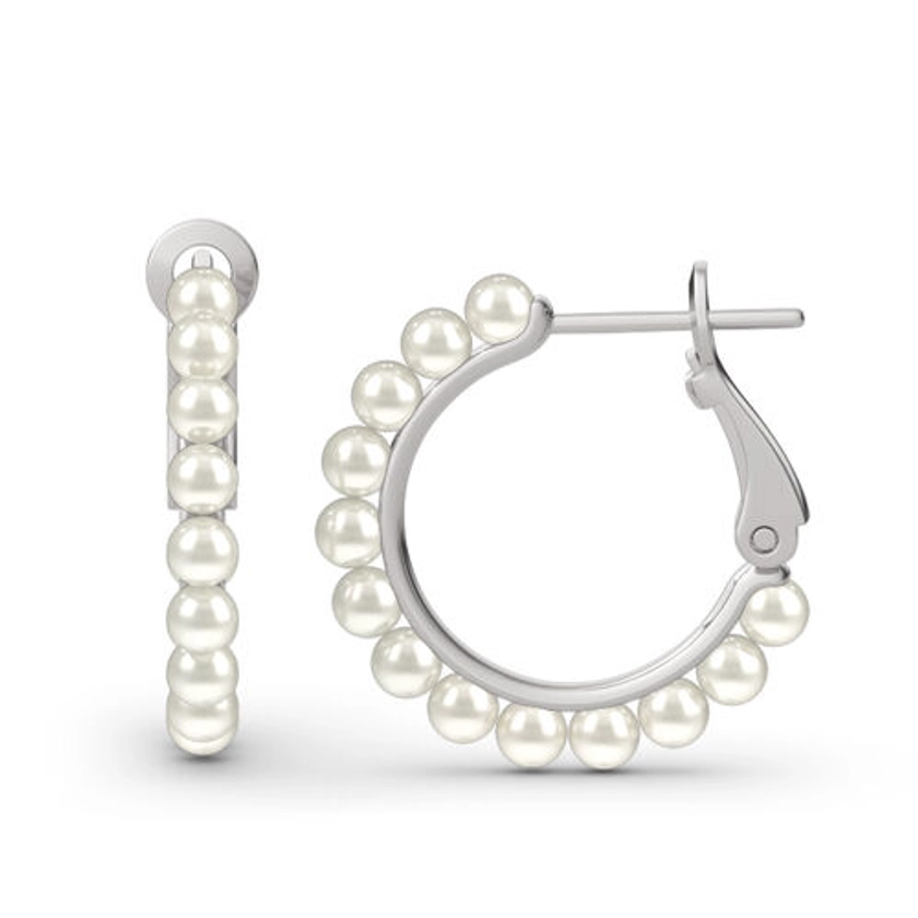 Jeulia Cultured Pearl Sterling Silver Hoop Earrings - Jeulia Jewelry
