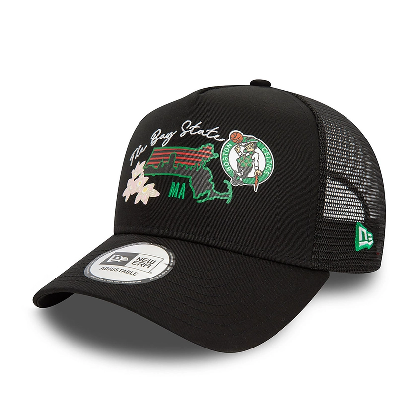 Boston Celtics NBA Team Logo Black A-Frame Trucker Cap