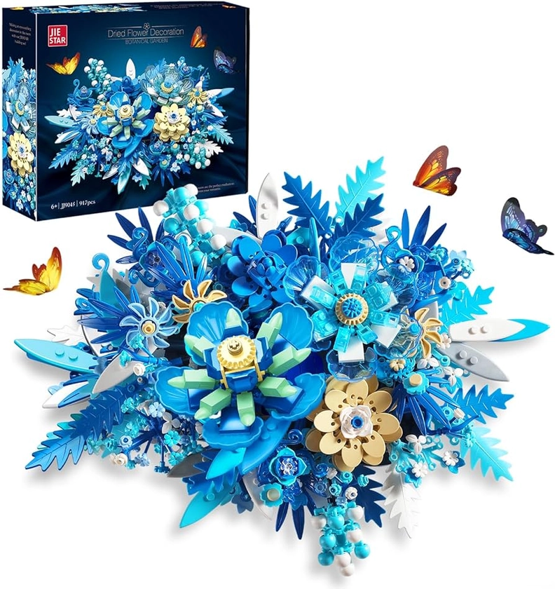 Amazon.com: Traverse Star Blue Flowers Building Sets for Adult, Centerpieces(917PCS), Botanical Collection Crafts for Table or Wall Decoration, Unique Home Décor Gift with Beautiful Gift Box : Toys & Games