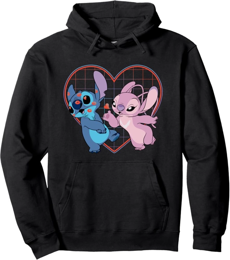 Disney Lilo et Stitch Les Bisous d'Amour d'Angel T-Shirt Sweat à Capuche : Amazon.fr: Mode