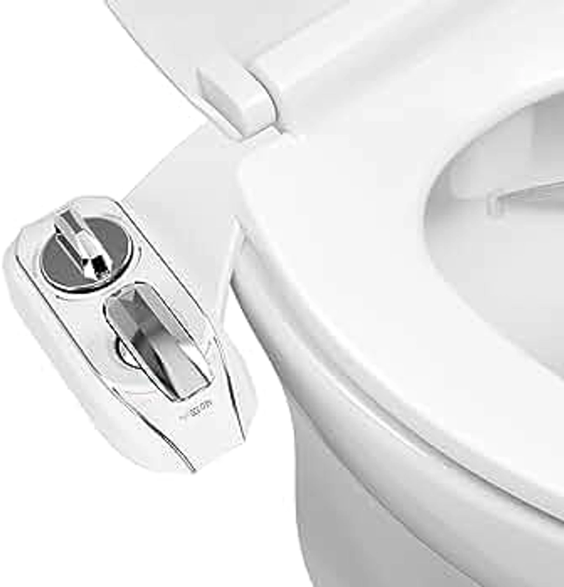 LUXE Bidet NEO 320 Plus - Only Patented Bidet Attachment for Toilet Seat, Innovative Hinges to Clean, Slide-in Easy Install, Advanced 360° Self-Clean, Warm, Dual Nozzles, Feminine & Rear Wash (Chrome)