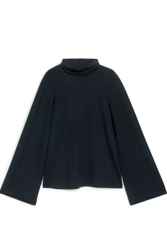 Top met wijd uitlopende mouwen - Donkerblauw - DAMES | H&M NL