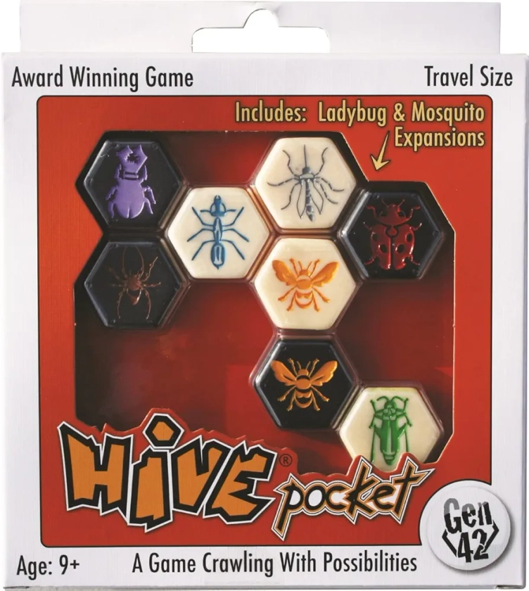 Smart Zone Games Hive Pocket Portable, Strategic 2-Player Board Game, Expansion of Hive with Unique Insect Movement Mechanics