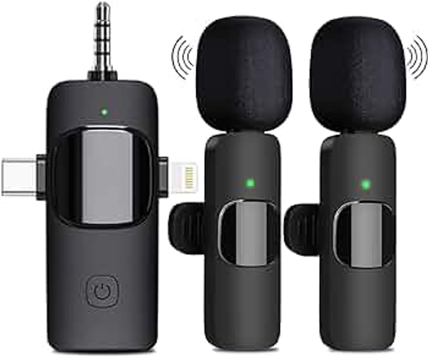 PUYANA 3 in 1 Wireless Lavalier Microphone for iPhone, iPad, Android.Camera, USB-C Wireless Microphone for iPhone, Mini Microphone forRecording, Live Stream, YouTube, Facebook, TikTok, Vlog