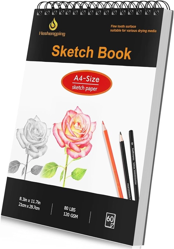 8.3"x11.7" Sketch Book, 1- Pack 60 Sheets Spiral Bound Art Skethbook, Sketch Pad (80 lb. / 120 GSM), Artist Drawing Book Paper Painting Sketching Pad White