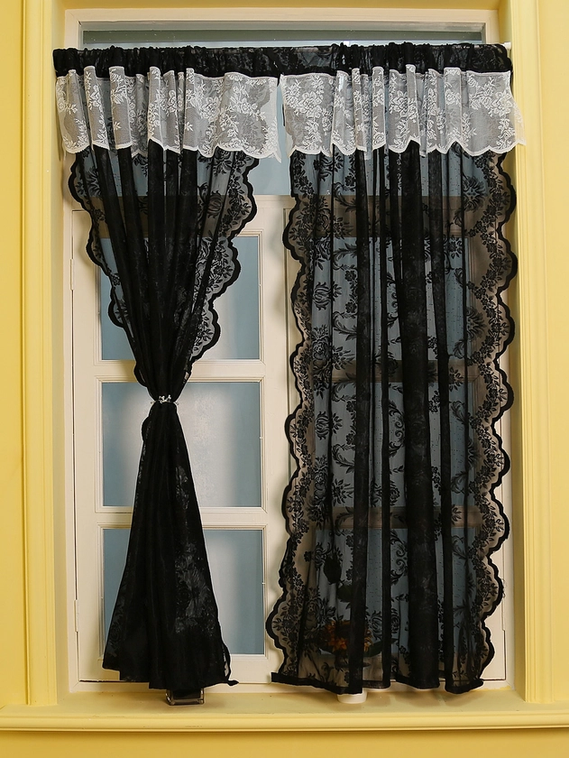 1pc Lace Design Sheer Curtain