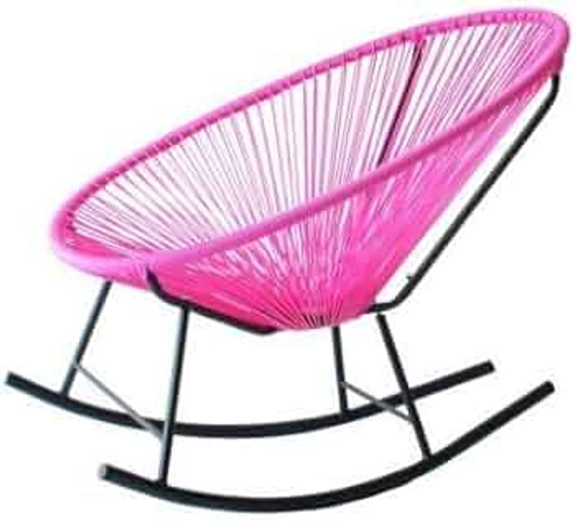 Home Craft Decor Acapulco Hot Pink Metal/PVC Indoor/Outdoor Rocking Chair