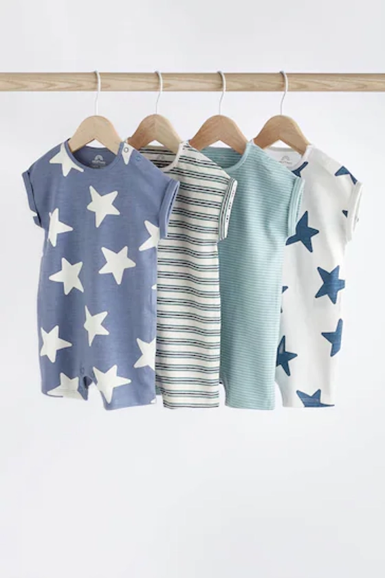 Buy Teal Blue Star Baby Jersey Rompers 4 Pack from the Next UK online shop