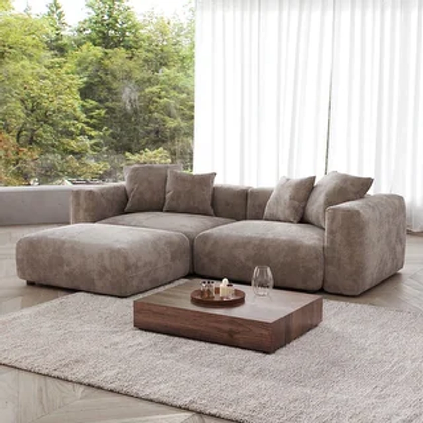 Sectional Couch Sofa with 4 Pillows, Modern Luxurious Modular Sectional Couch with Chaise Ottomans