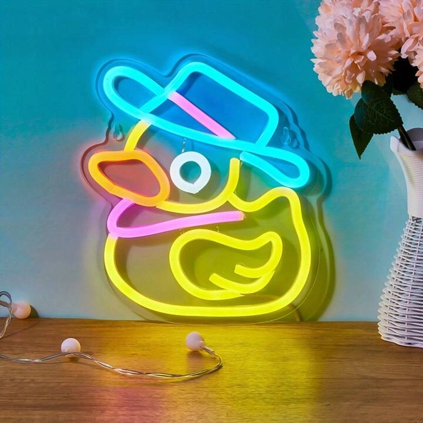 1PC Duck LED Neon Sign Used For Home Wall Party Decorative Light Powered By USB