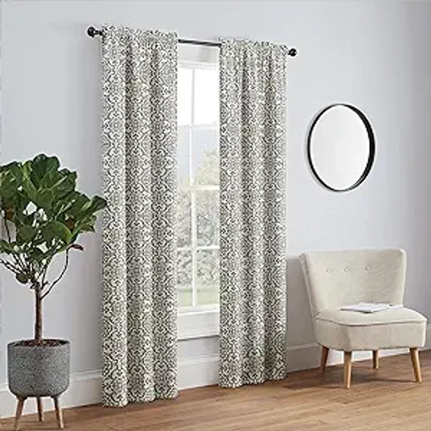 Pairs to Go Brockwell 56" x 63" Rod Pocket Double Panel Privacy Window Treatment Living Room, 28 in x 63 in, Charcoal, 2 Count