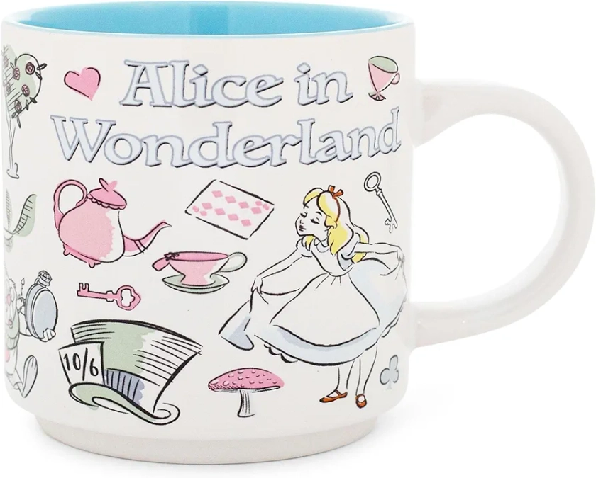 Disney Alice In Wonderland Icons Single Stackable Ceramic Mug | Coffee Cup For Tea, Espresso, Cocoa | Holds 13 Ounces