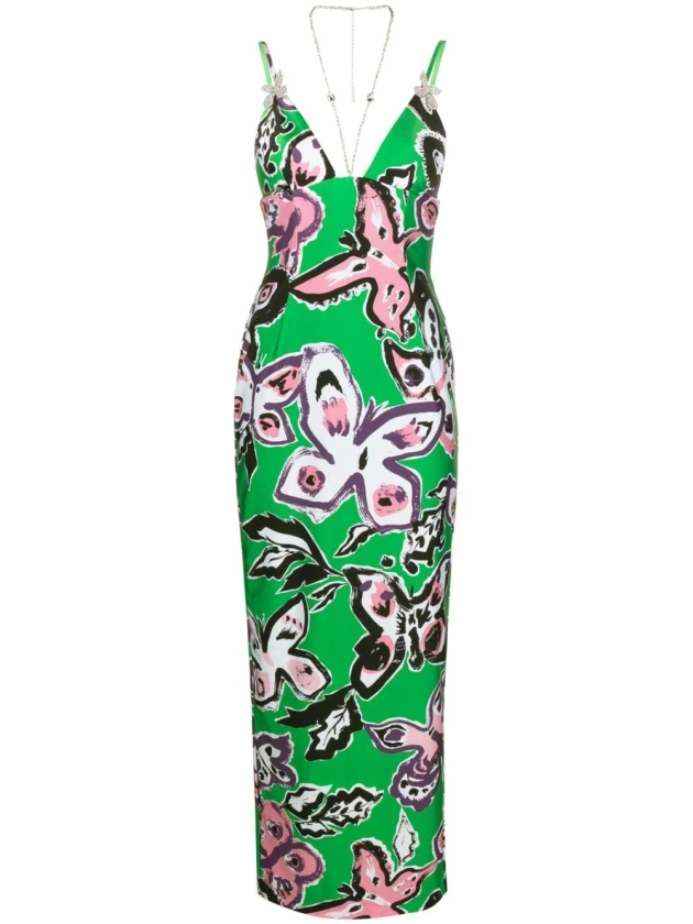 AREA butterfly-print Maxi Dress - Farfetch