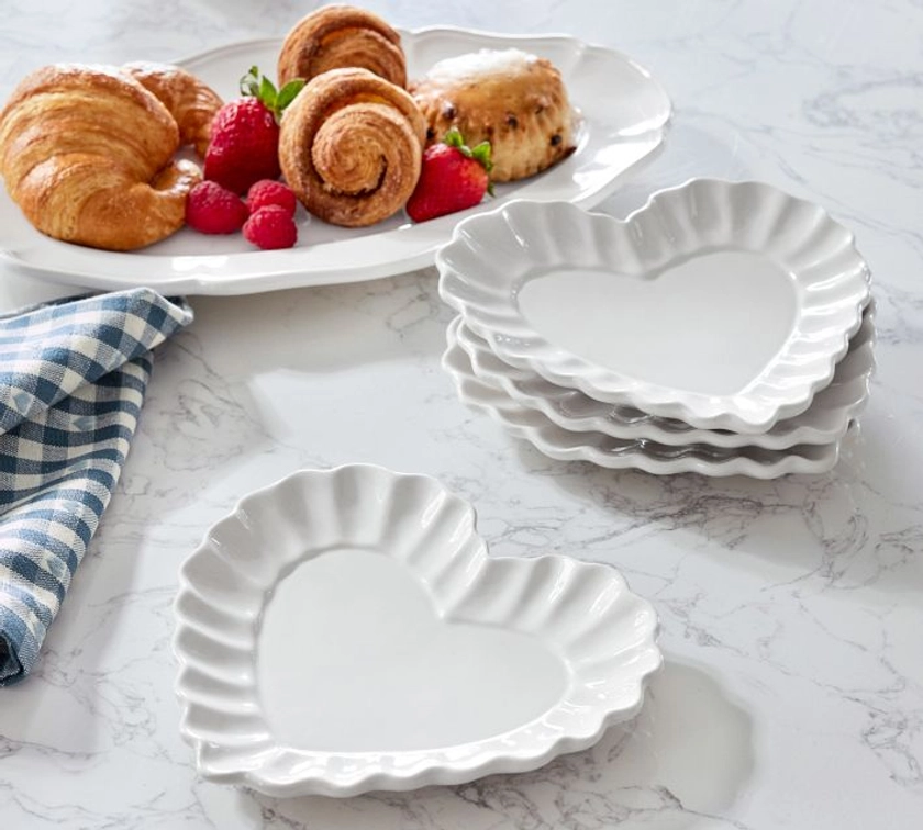 Heirloom Scalloped Heart Appetizer Plates - Set of 4