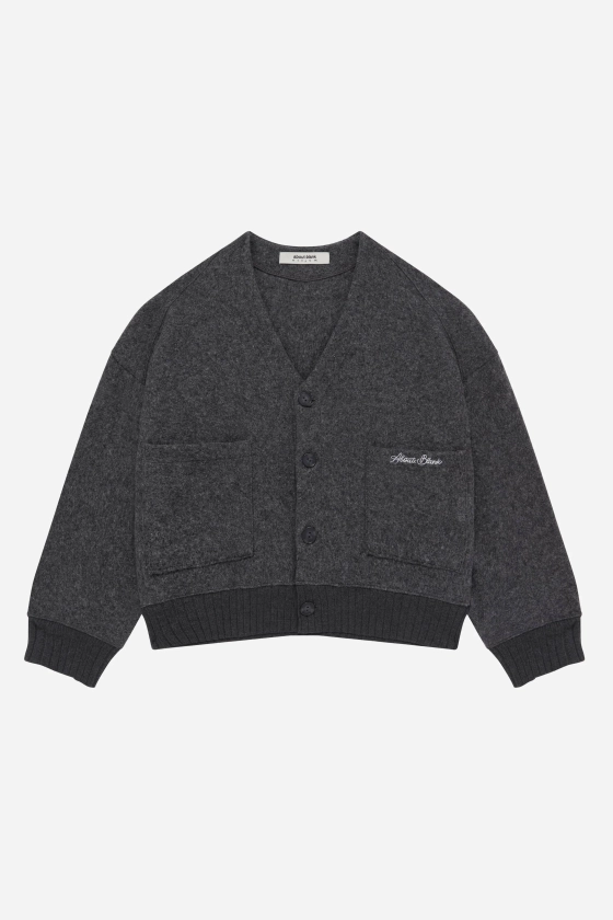 about:blank | charcoal cropped wool cardigan
