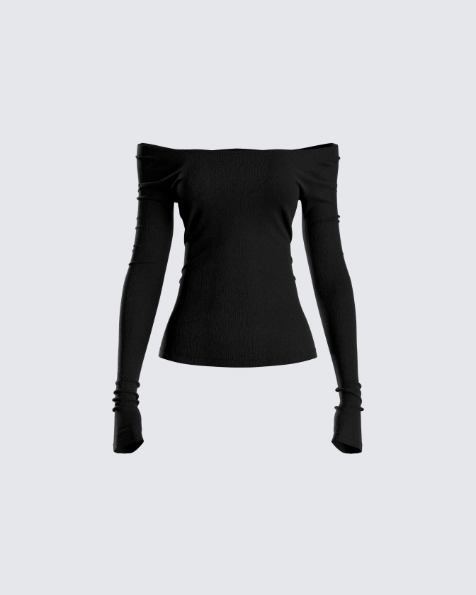 Leslie Black Off Shoulder Top