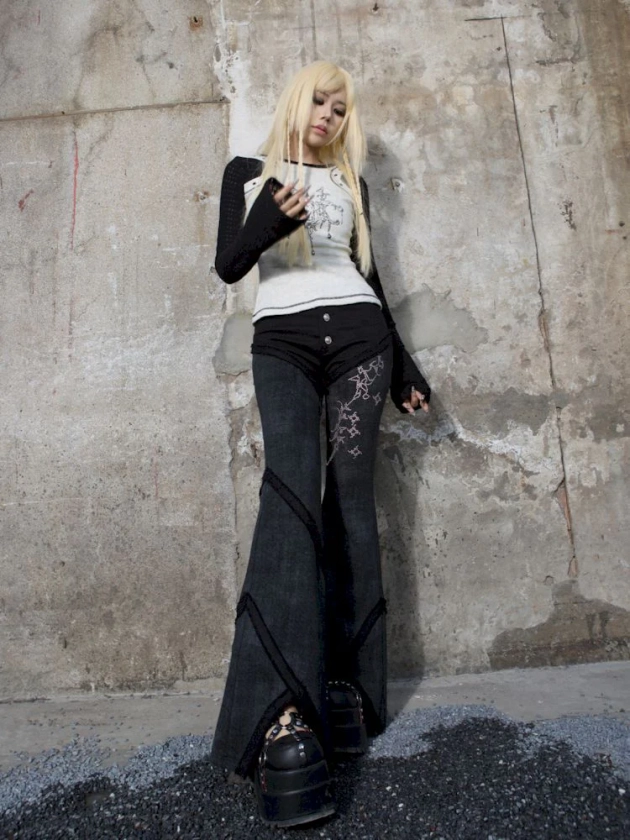 Drilling Casual Low Waist Flared Pants【s0000007585】