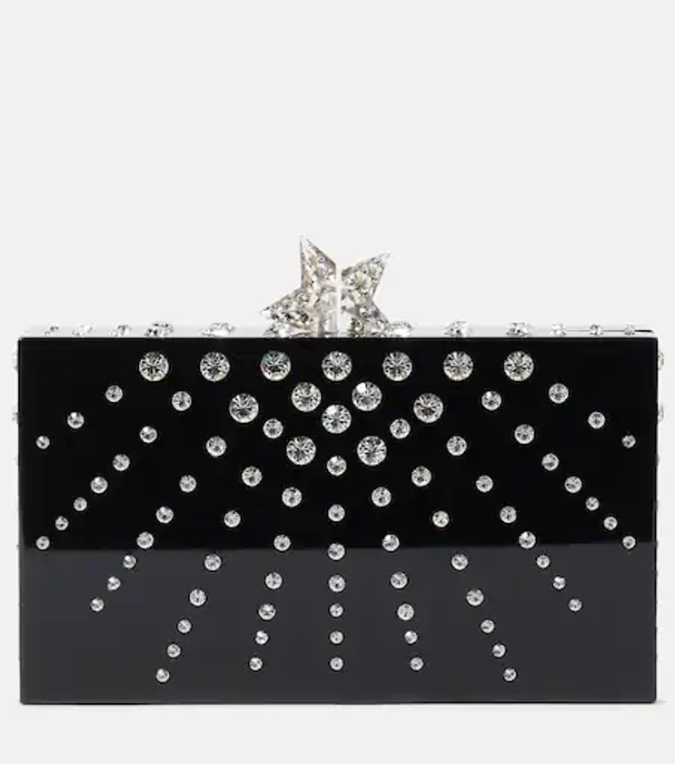 Starlight crystal-embellished clutch in black - Aquazzura | Mytheresa