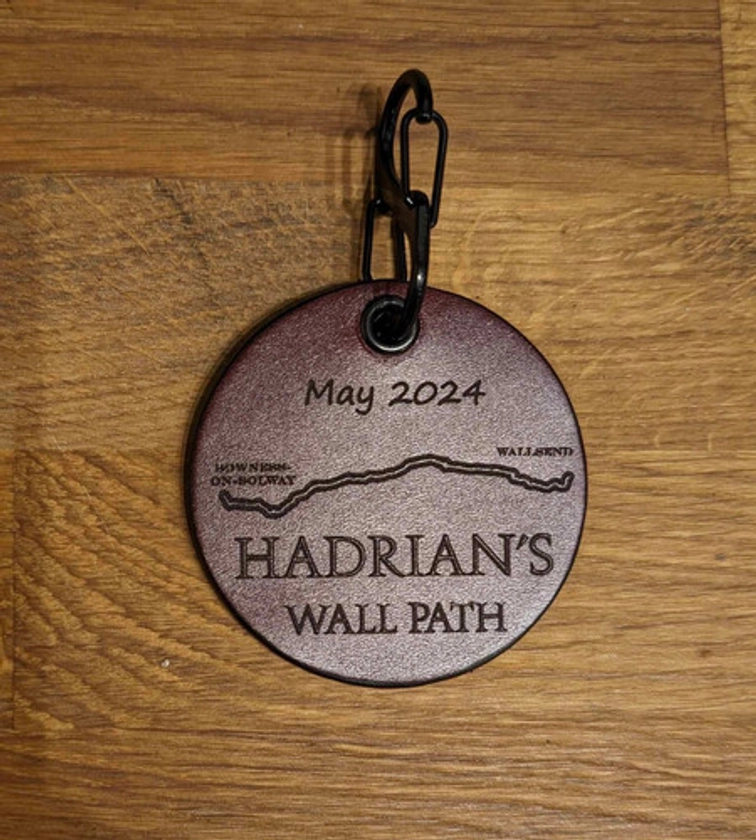 Hadrian's Wall Path Leather Bag Tag | Pink Lily Pad