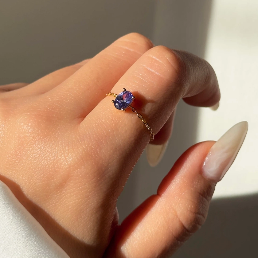 NEW! Tanzanite Gold Self-Love Chain Ring