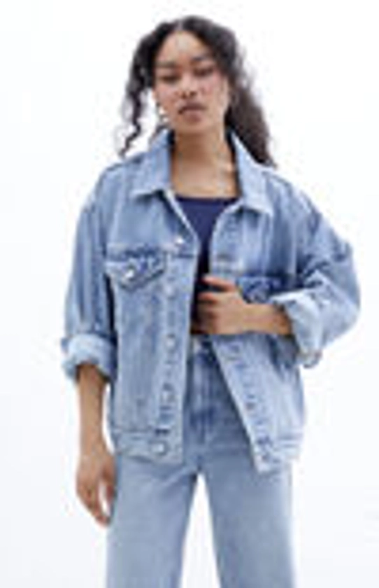 PacSun Medium Indigo Relaxed Denim Trucker Jacket | PacSun