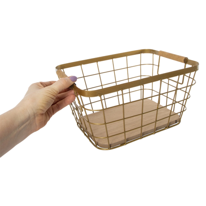 Wood & Wire Basket 10.75in x 8.35in