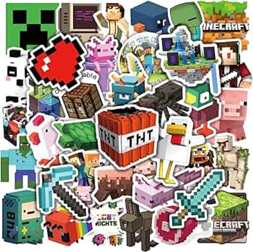 VARACL 100 Pieces Minecraft Stickers Decals Set for Kids Adults, Waterproof Pixel Miner Crafting Gaming Stickers for Kid Game Reward,Water Bottles, Laptop Decor,Video Game Themed Party Favor Supplies