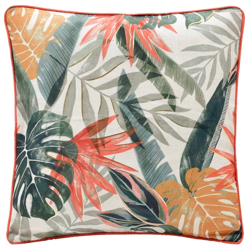 Foil Print Leaf Cushion - Tropical