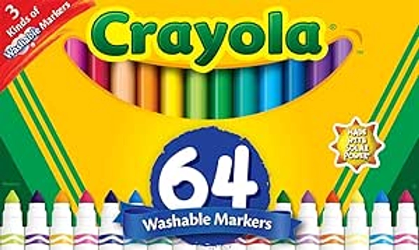 Amazon.com: Crayola Washable Marker Set, 48 Broad Line Markers for Kids, 8 Gel Markers, 8 Window Markers, Gifts for Boys & Girls, Ages 3+ : Toys & Games