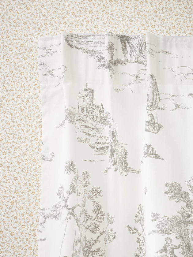 Rideau ruflettes esprit toile de Jouy