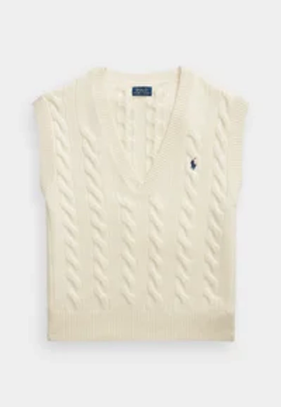 Polo Ralph Lauren CABLE-KNIT CASHMERE JUMPER WAISTCOAT - Strickpullover - authentic cream/offwhite - Zalando.de