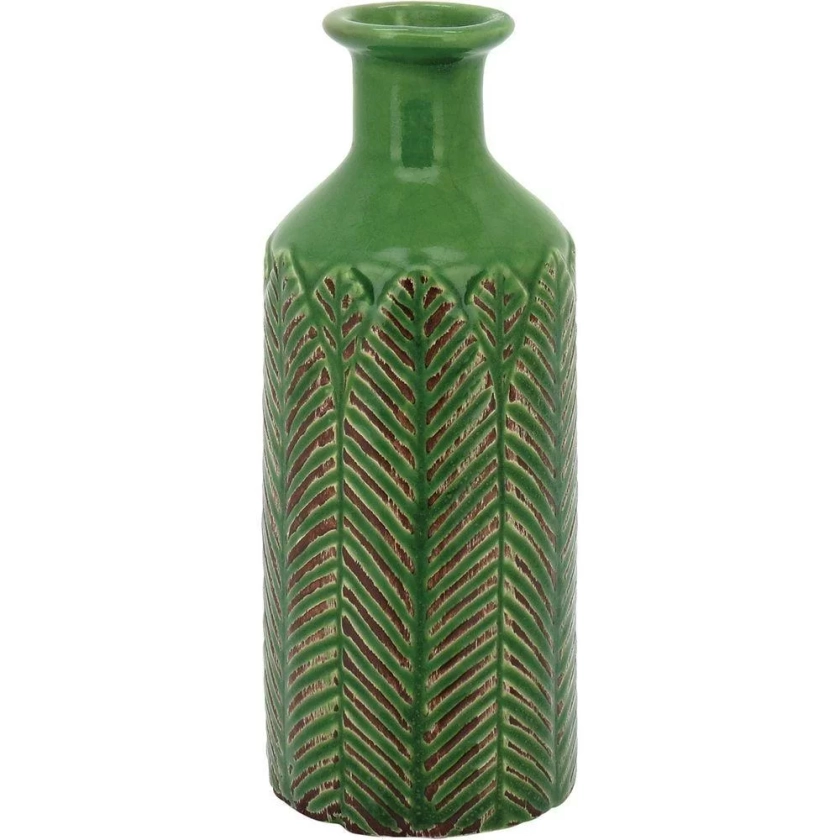 Crispin Garrafa Decorativa 16X7X7Cm Cerâmica Verde