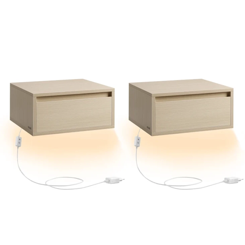 Tables de chevet suspendues lot de 2 35 x 40 x 18 cm beige