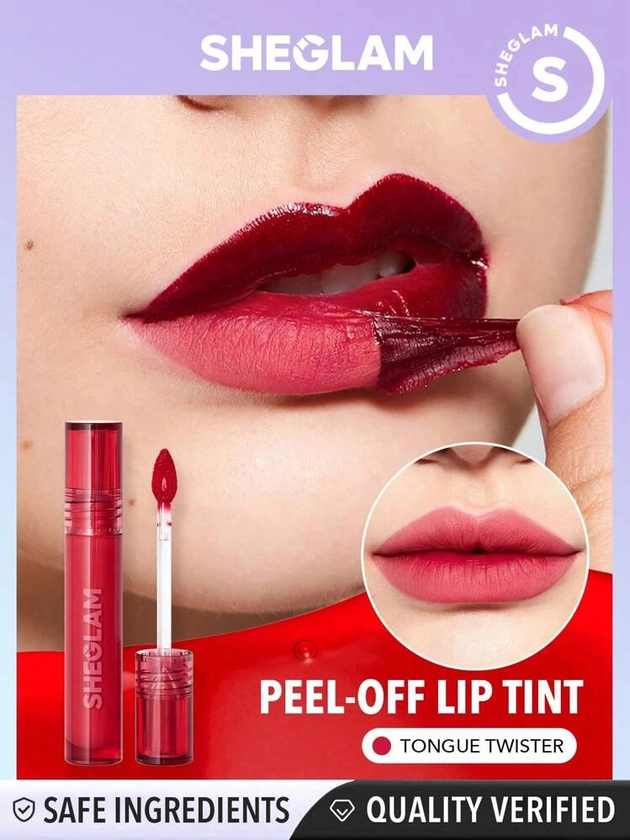 SHEGLAM Peel Talk Lip Tint-Tongue Twister Long-Lasting Waterproof Liquid Lipstick Peel Off Lip Stain High Pigment Tattoo Tint Black Friday Sale Gift Lip Tint