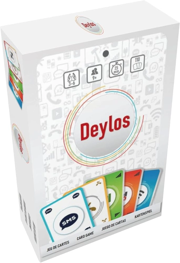 Deylos - Nouveau Jeu de société, Jeu de Cartes stratégique et Familial. Jeu d'ambiance en Famille et Entre Amis. Jeu de soirée sur Le thème des Smartphones. Ne nécessite Pas de téléphone