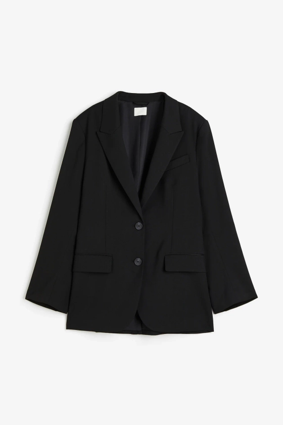 Oversized blazer - V-hals - Lange mouwen - Zwart - DAMES | H&M NL