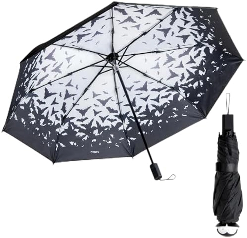 OTOTO NEW! Spookula - Paraguas de vampiro único, paraguas plegable, accesorios góticos, regalos geniales, paraguas gótico, paraguas blanco y negro, paraguas lindo, paraguas de lluvia, paraguas