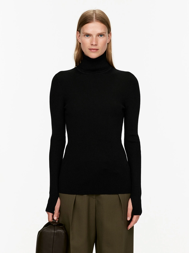 Merino Wool Roll-Neck - Black - ARKET GB