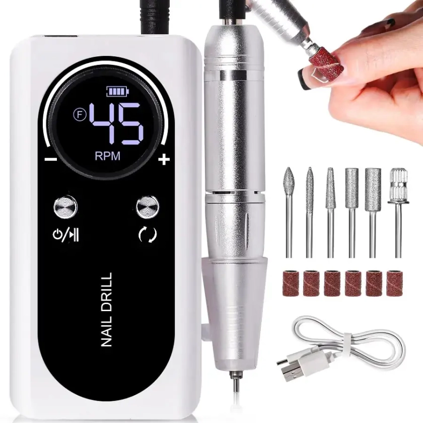 Ponceuse à ongles électrique portable, lime aste, faible bruit, outil de salon de manucure, professionnel, 45000 tr/min - AliExpress 66