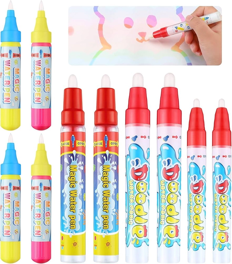 Tenare 10 Pcs Water Pens Water Doodle Pens Replacement Water Pen Water Drawing Markers Doodle Pens for Toddlers Kids Painting Doodle Mat Water